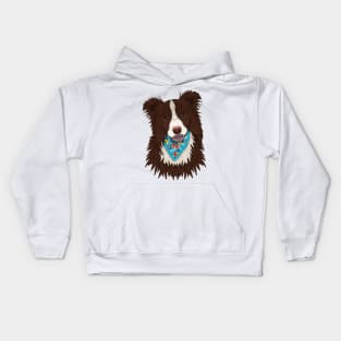 Tropical Brown Border Collie Boy Kids Hoodie